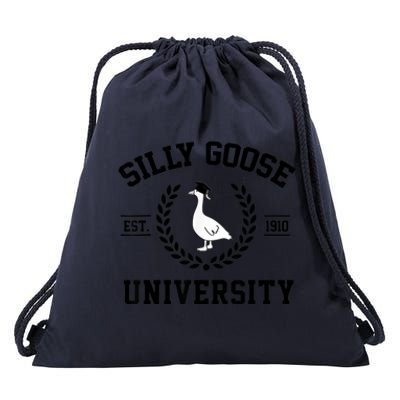 Silly Goose University Silly Goose Funny Meme School Bird Drawstring Bag