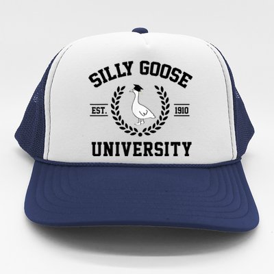 Silly Goose University Silly Goose Funny Meme School Bird Trucker Hat