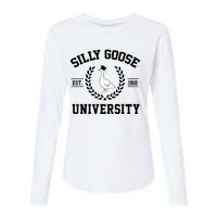 Silly Goose University Silly Goose Funny Meme School Bird Womens Cotton Relaxed Long Sleeve T-Shirt