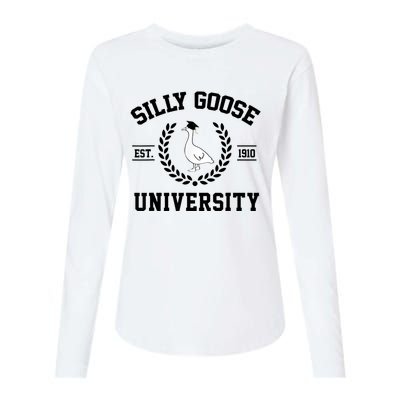 Silly Goose University Silly Goose Funny Meme School Bird Womens Cotton Relaxed Long Sleeve T-Shirt