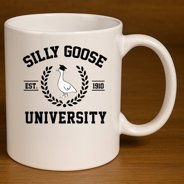 Silly Goose University Silly Goose Funny Meme School Bird 11oz C Handle Ceramic Mug