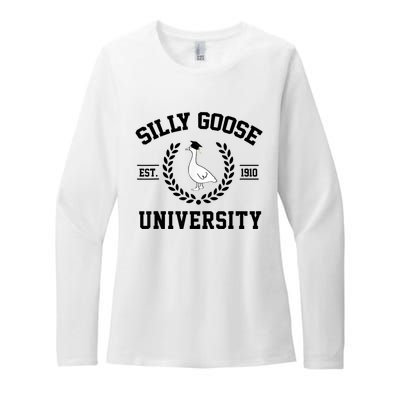 Silly Goose University Silly Goose Funny Meme School Bird Womens CVC Long Sleeve Shirt