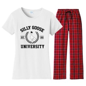 Silly Goose University Silly Goose Funny Meme School Bird Women's Flannel Pajama Set