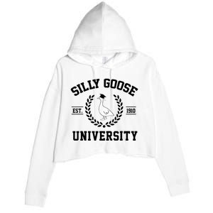 Silly Goose University Silly Goose Funny Meme School Bird Crop Fleece Hoodie