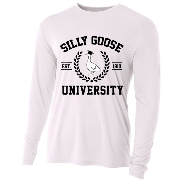 Silly Goose University Silly Goose Funny Meme School Bird Cooling Performance Long Sleeve Crew