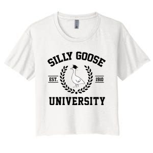 Silly Goose University Silly Goose Funny Meme School Bird Women's Crop Top Tee