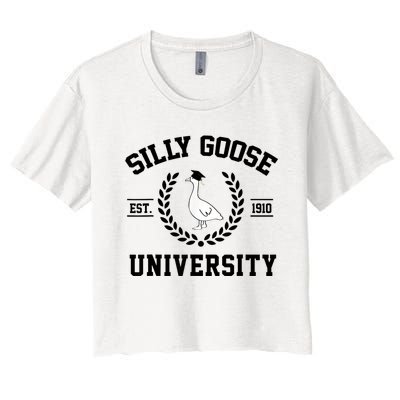 Silly Goose University Silly Goose Funny Meme School Bird Women's Crop Top Tee