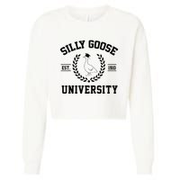 Silly Goose University Silly Goose Funny Meme School Bird Cropped Pullover Crew