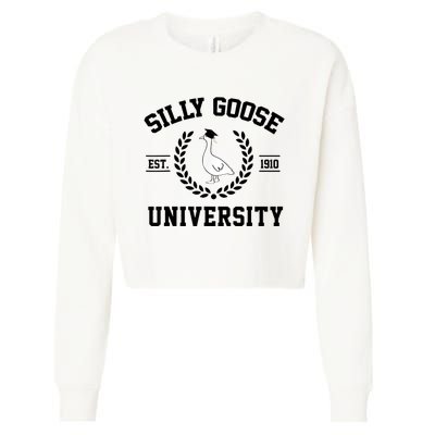 Silly Goose University Silly Goose Funny Meme School Bird Cropped Pullover Crew