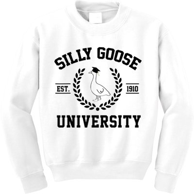 Silly Goose University Silly Goose Funny Meme School Bird Kids Sweatshirt