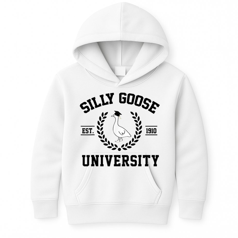 Silly Goose University Silly Goose Funny Meme School Bird Kids Hoodie