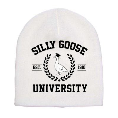 Silly Goose University Silly Goose Funny Meme School Bird Short Acrylic Beanie
