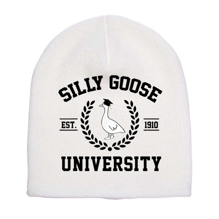 Silly Goose University Silly Goose Funny Meme School Bird Short Acrylic Beanie