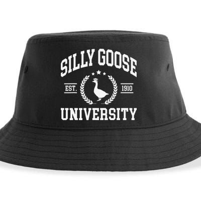 Silly Goose University Funny Goose On The Loose Funny Saying Sustainable Bucket Hat