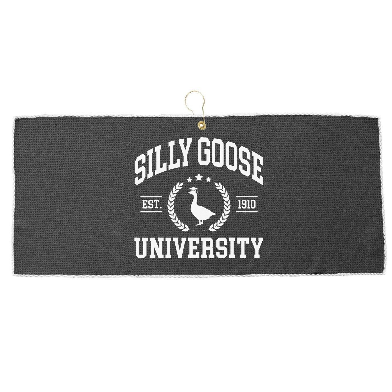 Silly Goose University Funny Goose On The Loose Funny Saying Large Microfiber Waffle Golf Towel