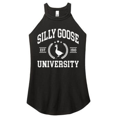Silly Goose University Funny Goose On The Loose Funny Saying Women's Perfect Tri Rocker Tank