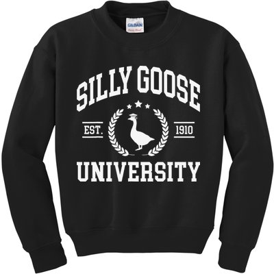 Silly Goose University Funny Goose On The Loose Funny Saying Kids Sweatshirt