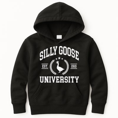 Silly Goose University Funny Goose On The Loose Funny Saying Kids Hoodie