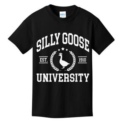 Silly Goose University Funny Goose On The Loose Funny Saying Kids T-Shirt