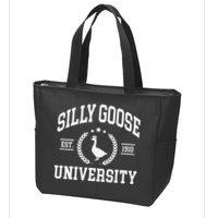 Silly Goose University Funny Goose On The Loose Funny Saying Zip Tote Bag