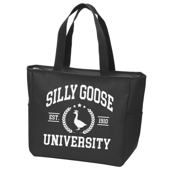 Silly Goose University Funny Goose On The Loose Funny Saying Zip Tote Bag