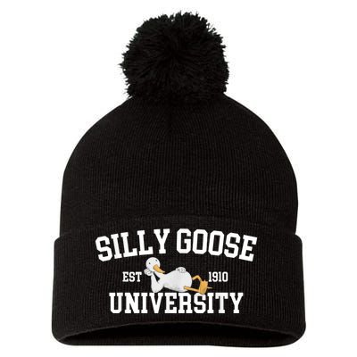 Silly Goose University Silly Goose Funny Meme School Bird Pom Pom 12in Knit Beanie