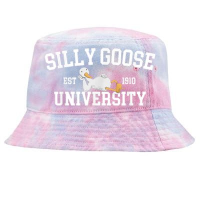 Silly Goose University Silly Goose Funny Meme School Bird Tie-Dyed Bucket Hat