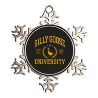 Silly Goose University Funny Goose On The Loose Funny Saying Metallic Star Ornament