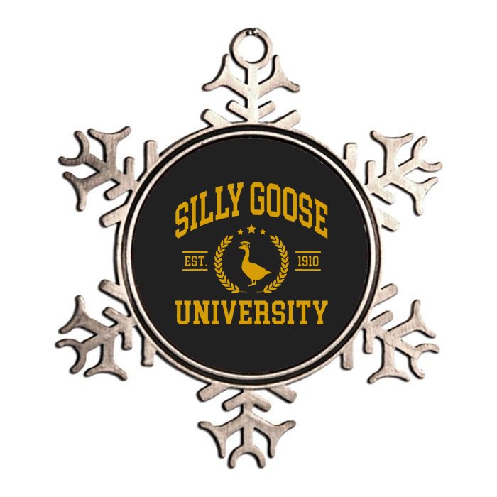 Silly Goose University Funny Goose On The Loose Funny Saying Metallic Star Ornament