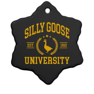 Silly Goose University Funny Goose On The Loose Funny Saying Ceramic Star Ornament