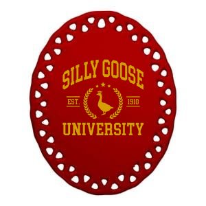 Silly Goose University Funny Goose On The Loose Funny Saying Ceramic Oval Ornament