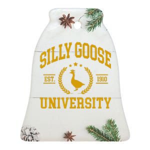 Silly Goose University Funny Goose On The Loose Funny Saying Ceramic Bell Ornament