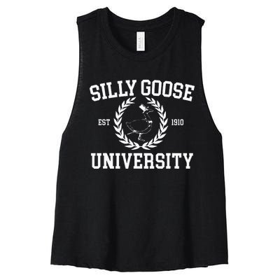 Silly Goose University Wo Silly Goose Meme Costume  Women's Racerback Cropped Tank