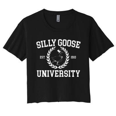 Silly Goose University Wo Silly Goose Meme Costume  Women's Crop Top Tee