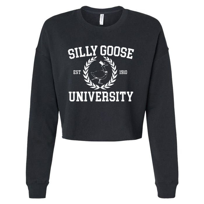 Silly Goose University Wo Silly Goose Meme Costume  Cropped Pullover Crew