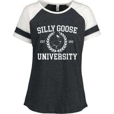 Silly Goose University Wo Silly Goose Meme Costume  Enza Ladies Jersey Colorblock Tee