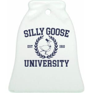 Silly Goose University Funny Silly Goose Meme Bird Lover Ceramic Bell Ornament