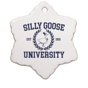 Silly Goose University Funny Silly Goose Meme Bird Lover Ceramic Star Ornament