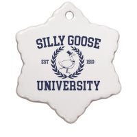 Silly Goose University Funny Silly Goose Meme Bird Lover Ceramic Star Ornament