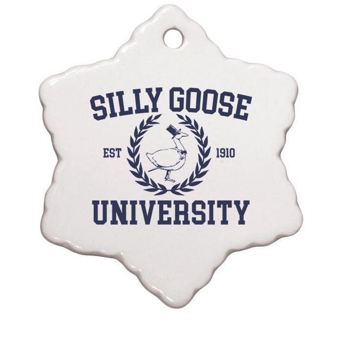 Silly Goose University Funny Silly Goose Meme Bird Lover Ceramic Star Ornament