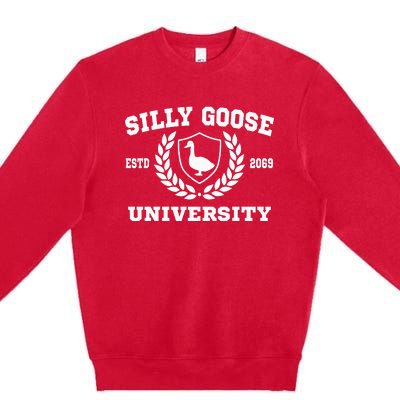 Silly Goose University Funny Meme Premium Crewneck Sweatshirt