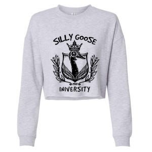 Silly Goose University Silly Goose Meme Costume Gift Cropped Pullover Crew