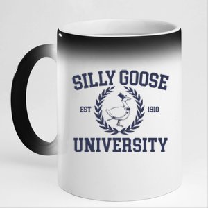 Silly Goose University Funny Silly Goose Meme Bird Lover 11oz Black Color Changing Mug