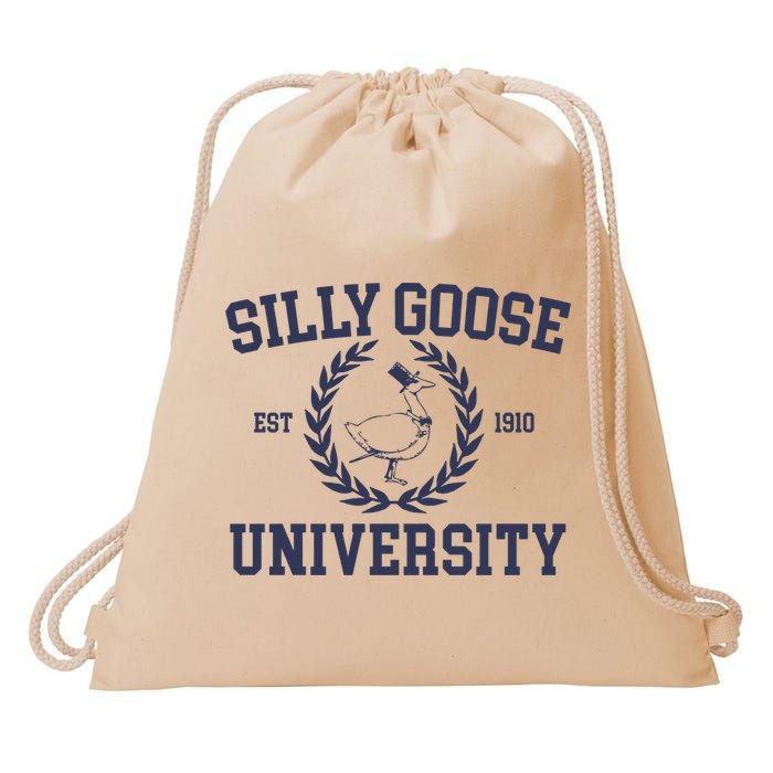 Silly Goose University Funny Silly Goose Meme Bird Lover Drawstring Bag