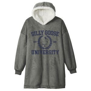 Silly Goose University Funny Silly Goose Meme Bird Lover Hooded Wearable Blanket