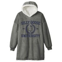 Silly Goose University Funny Silly Goose Meme Bird Lover Hooded Wearable Blanket