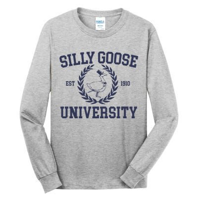 Silly Goose University Funny Silly Goose Meme Bird Lover Tall Long Sleeve T-Shirt