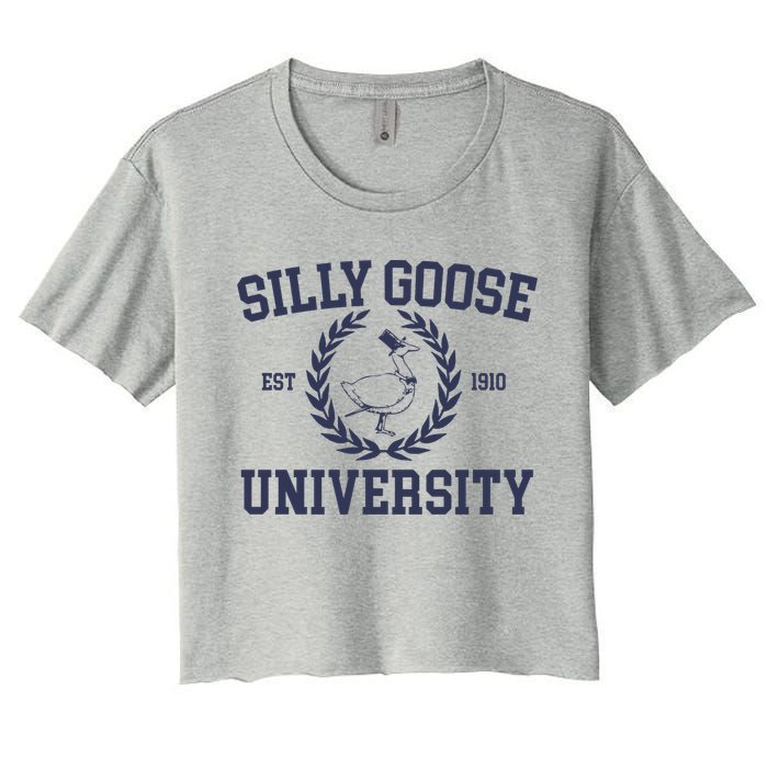 Silly Goose University Funny Silly Goose Meme Bird Lover Women's Crop Top Tee