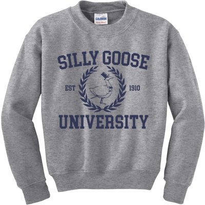 Silly Goose University Funny Silly Goose Meme Bird Lover Kids Sweatshirt