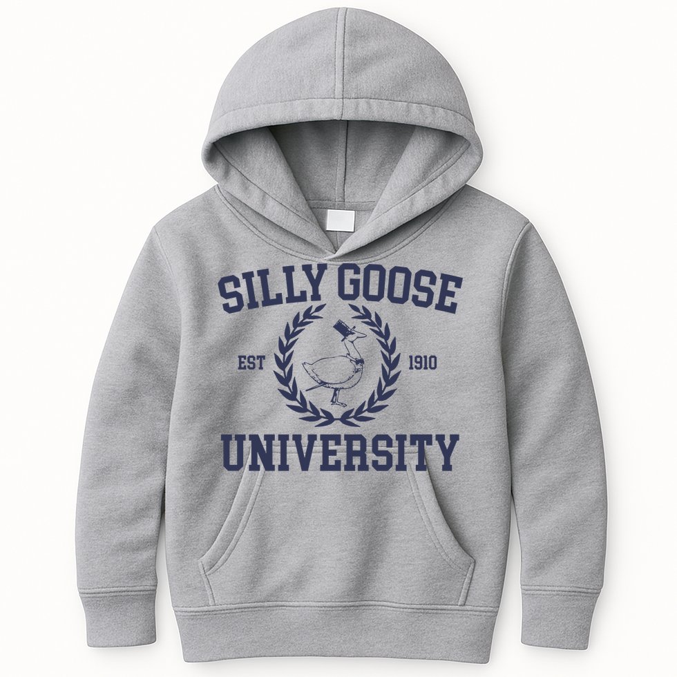 Silly Goose University Funny Silly Goose Meme Bird Lover Kids Hoodie